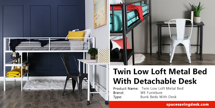Twin Low Loft Metal Bed With Detached Desk Review