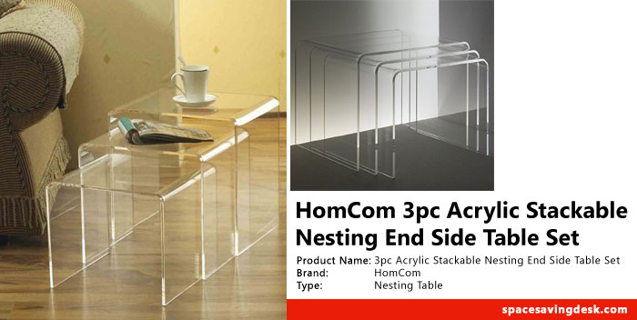 HomCom 3pc Acrylic Stackable Nesting End Side Table Set Review